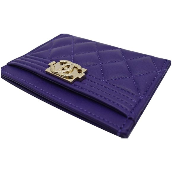 CHANEL Boy Leather Card Holder Purple - Picture 5 of 12